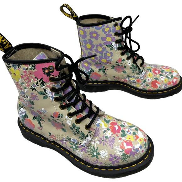 Dr. Martens Floral Print Combat Boots Size 7 - Picture 6 of 12